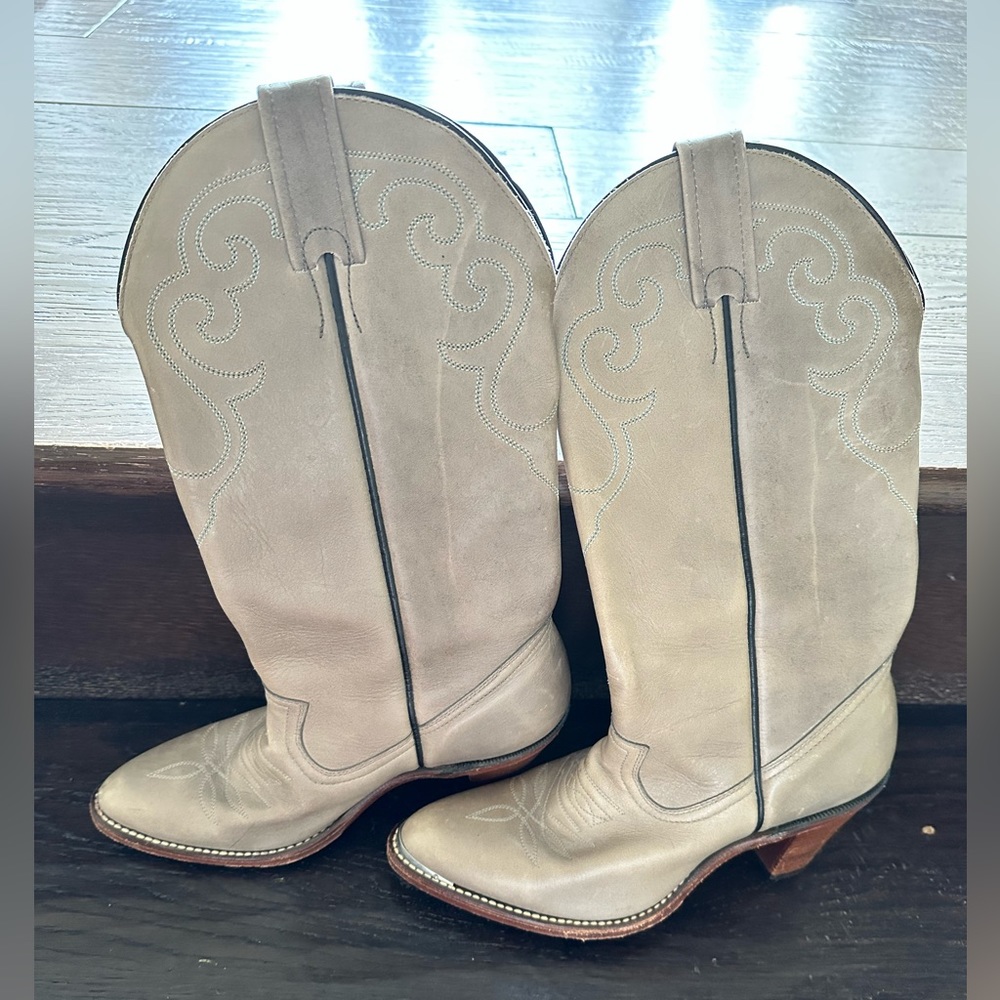 Boulet Cowboy Boots Ladies Gray Size 5.5